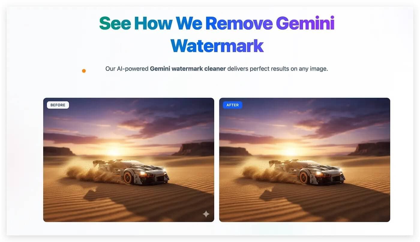 Chrome extension example showing automatic watermark removal from downloaded Gemini and Google AI Studio images